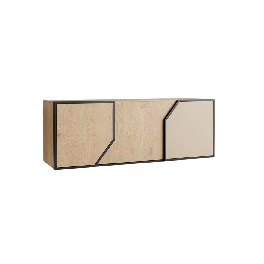 Modern Minimalist Wooden Sideboard with Geometric Design